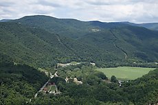 view of the two intake? gas pipeline cuts feeding the Seneca gas compressor station from the west