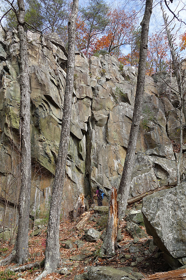 Ethan looking up at Elbows Deep (5.9)