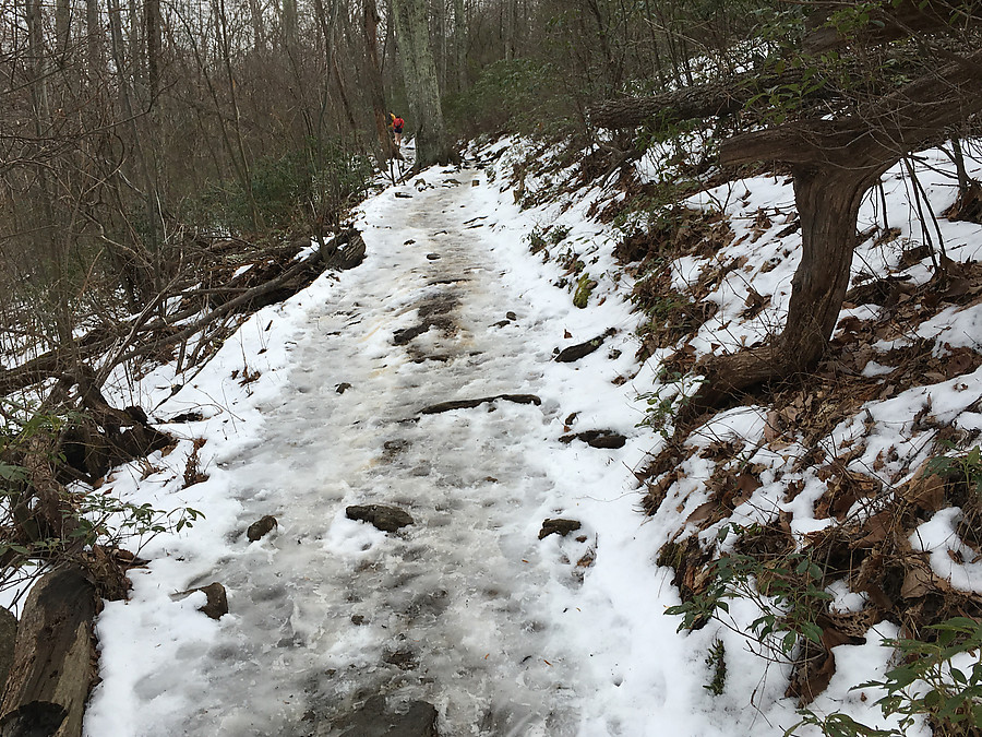 heavier snow up high and on the shaded sides