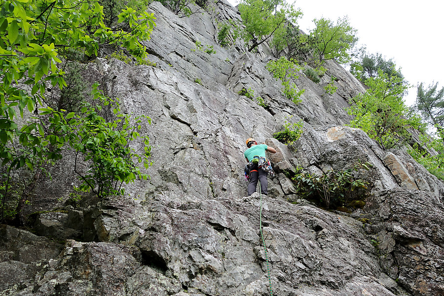 Trevor starting to lead up Old Man's route