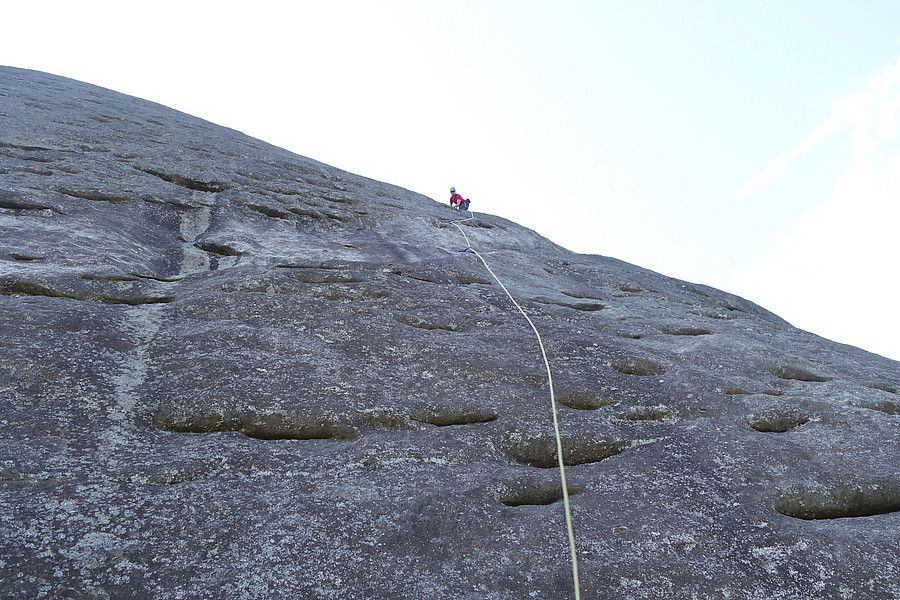 Karsten on the first pitch of the Nose