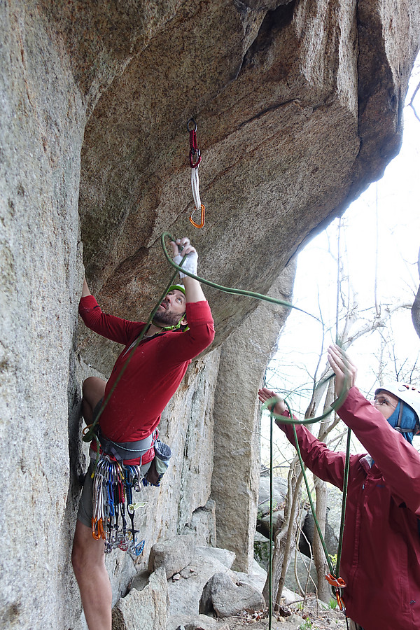 Chris leading Bushwhack Crack (5.10c)