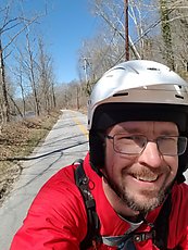 whitewater helmet pushed in to service as a bike helmet