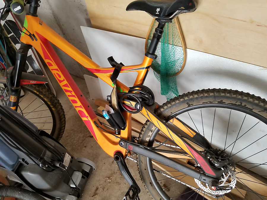 our homeowner has a sweet Devinci Troy bike
