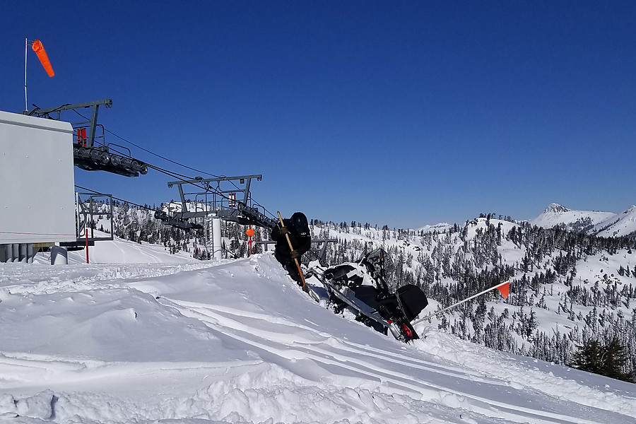 flipping the snowmobile