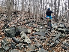 Chris tackles the rocks on Jane