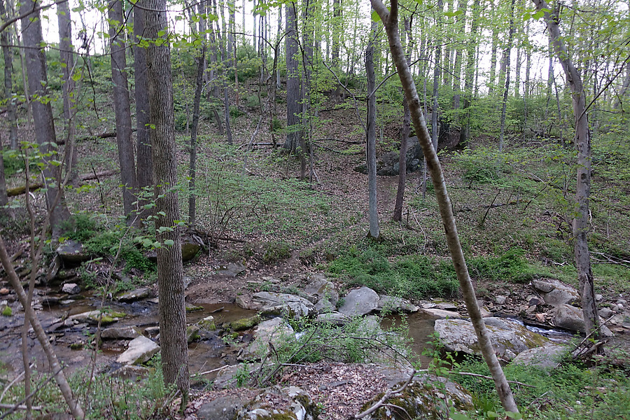 main boulder as viewed from across the creek