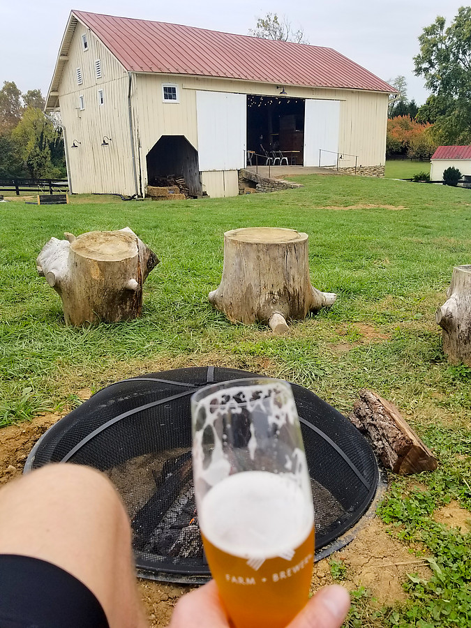 Wheatland Spring Farm Brewery - the fire hit the spot in a light rain