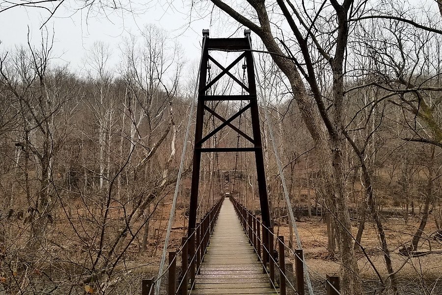 swinging bridge in Avalon