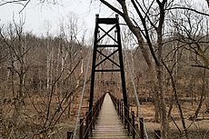 swinging bridge in Avalon