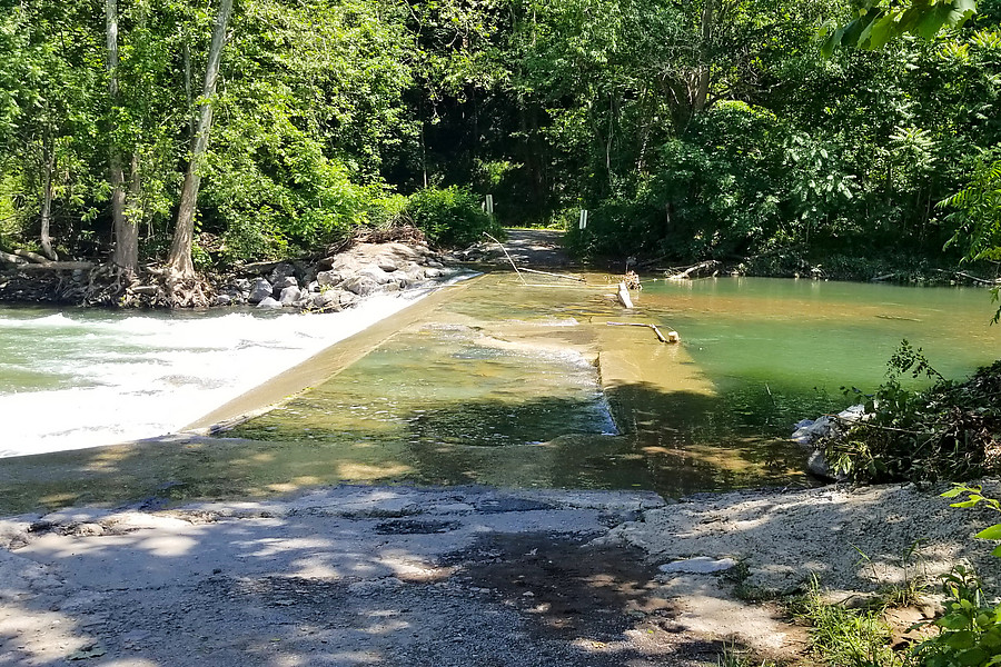 washed out low water crossing on Roy Gap Rd