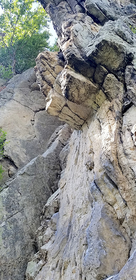 looking up at P2 of skyline traverse (step left, then up)