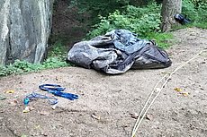 this tent was partially buried and we filled it with a lot of the other junk trash