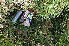 picking up the empty water/food cache behind an old stump the day after