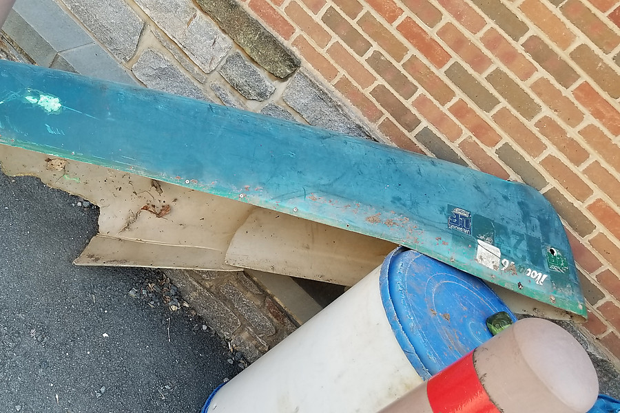 sad piece of canoe at the Anglers lot