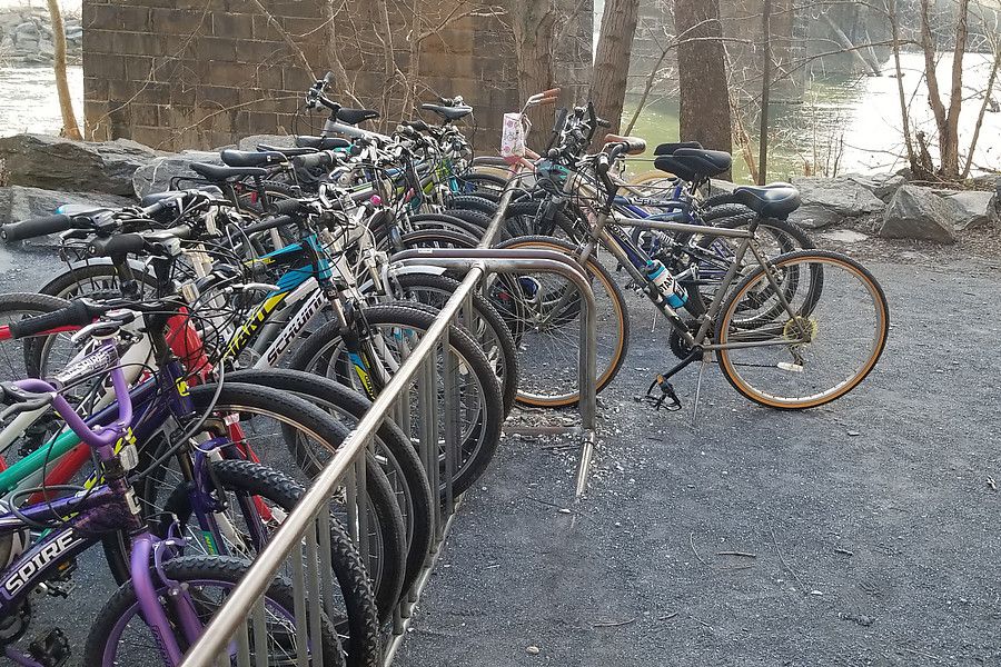 lots of bikes at Harper's Ferry bridge