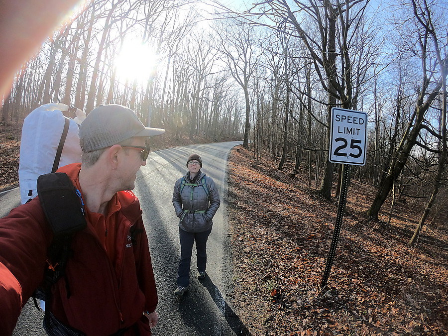 walking the road down to the start of the trail