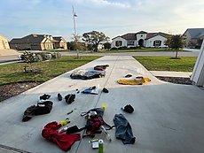 gear explosion from bikepacking trip