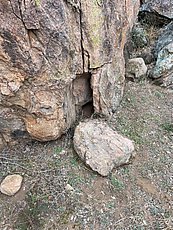 large rattlesnake retreating deep under this boulder after giving me one of the better scares of my life. It was sunning on the flat rock