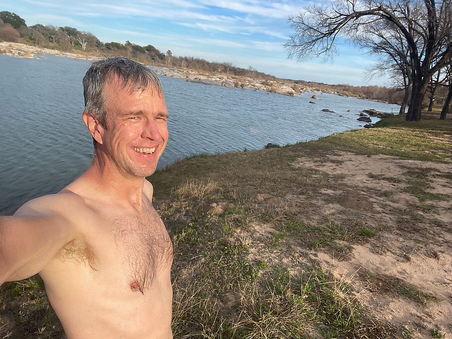 post swim drying off in the sunlight