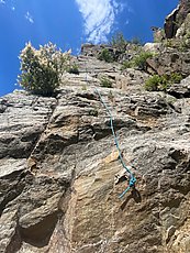 fixed line to get to the climbs